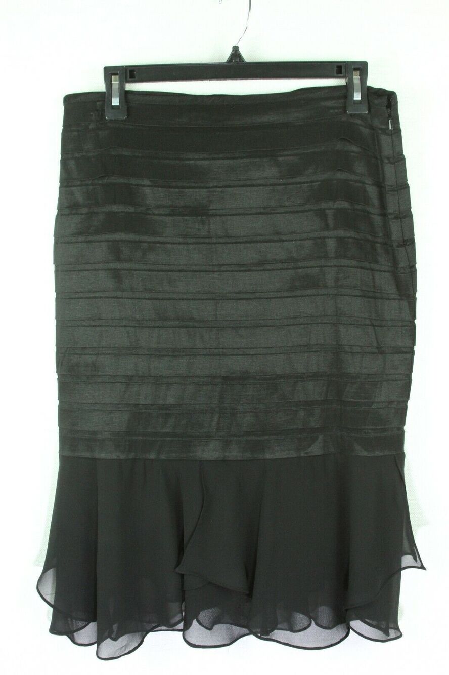 Emma Street Skirt 6 Pencil Cocktail Black Tuxedo Pleated Womens